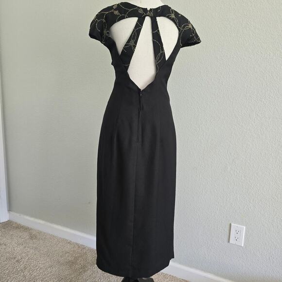 VTG Women's Plus Sz 14 Midi Formal Dress Beaded Slit Wimsigoth Elegance Holiday - Picture 7 of 16